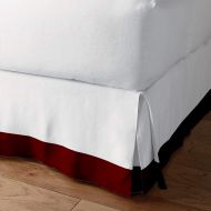 Bedding_linens Classic Box Pleated Bed Skirt Dust Ruffle Tailored Styling - Easy Off, Wrinkle Resistant, Hotel Quality - Queen - 12 Inch Drop - (White/Burgundy)
