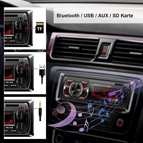  [아마존베스트]-Service-Informationen Bedee Car Radio with Bluetooth Hands-Free Kit MP3 Car Radio 1 Din USB Digital Media Receiver with SWC Remote Control, 7 LED Colours, SD/AUX/FM Radio, Universal for Android/iPhone/i