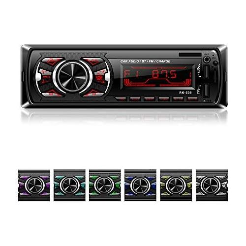  [아마존베스트]-Service-Informationen Bedee Car Radio with Bluetooth Hands-Free Kit MP3 Car Radio 1 Din USB Digital Media Receiver with SWC Remote Control, 7 LED Colours, SD/AUX/FM Radio, Universal for Android/iPhone/i