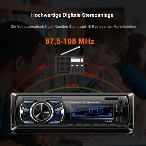  [아마존베스트]-Service-Informationen Bedee Car Radio with Bluetooth Hands-Free Kit MP3 Car Radio 1 Din USB Digital Media Receiver with SWC Remote Control, 7 LED Colours, SD/AUX/FM Radio, Universal for Android/iPhone/i