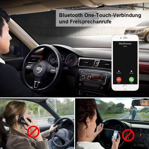 [아마존베스트]-Service-Informationen Bedee Car Radio with Bluetooth Hands-Free Kit MP3 Car Radio 1 Din USB Digital Media Receiver with SWC Remote Control, 7 LED Colours, SD/AUX/FM Radio, Universal for Android/iPhone/i