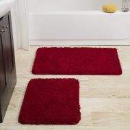 Bedford Home 2 Piece Memory Foam Shag Bath Mat Set - Burgundy