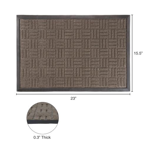 Door Mat Indoor/Outdoor Welcome Mat- Nonslip Rubber with Low Profile Modern Parquet Design for Patio, Garage, Front Entrance by Bedford Home