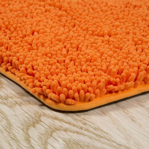  Bedford Home Memory Foam Shag Bath Mat 2-Feet by 5-Feet - Orange