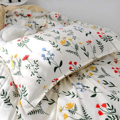  [아마존베스트]Bedorm Microfiber Floral Pattern, Floral 2-Piece Bedding Set (1 Duvet Cover, 1 Pillow Case), Twin, White