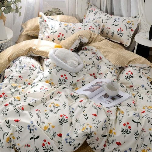  [아마존베스트]Bedorm Microfiber Floral Pattern, Floral 2-Piece Bedding Set (1 Duvet Cover, 1 Pillow Case), Twin, White