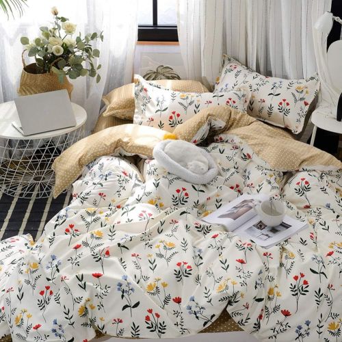 [아마존베스트]Bedorm Microfiber Floral Pattern, Floral 2-Piece Bedding Set (1 Duvet Cover, 1 Pillow Case), Twin, White