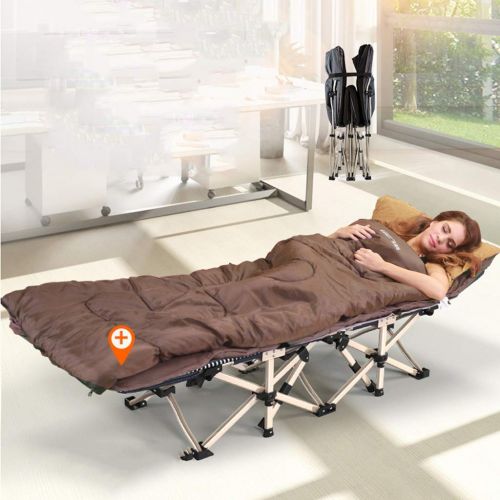  Beds Folding Lounge Folding Single Invisible Camp Portable Simple Nap for Home Guests (Color : Brown, Size : 1906735cm)