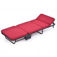 Beds Folding Single Office Nap Simple Double Sponge Home Tri-fold Portable Sofa Guest (Color : Red, Size : 1806526cm)