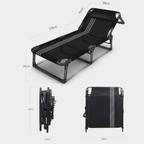  Beds Folding Single Home Office Siesta Adult Simple Portable Marching Accompanying Multifunctional Recliner Travel Portable (Color : Black, Size : 1896828cm)