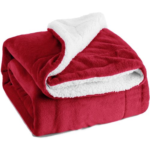  Bedsure Sherpa Fleece Blanket Throw Size Red Plush Throw Blanket Fuzzy Soft Blanket Microfiber