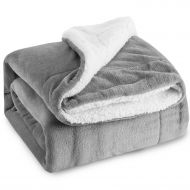 Bedsure BEDSURE Sherpa Fleece Blanket Throw Size Grey Plush Throw Blanket Fuzzy Soft Blanket Microfiber