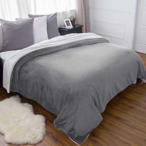  Bedsure BEDSURE Sherpa Fleece Blanket Twin Size Grey Plush Throw Blanket Fuzzy Soft Blanket Microfiber