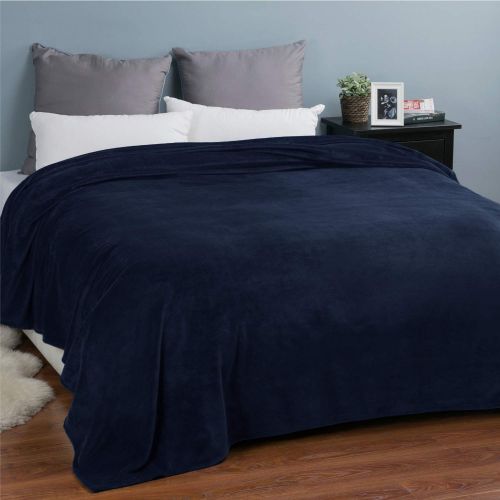  Bedsure Flannel Fleece Luxury Blanket Navy Twin Size Lightweight Cozy Plush Microfiber Solid Blanket