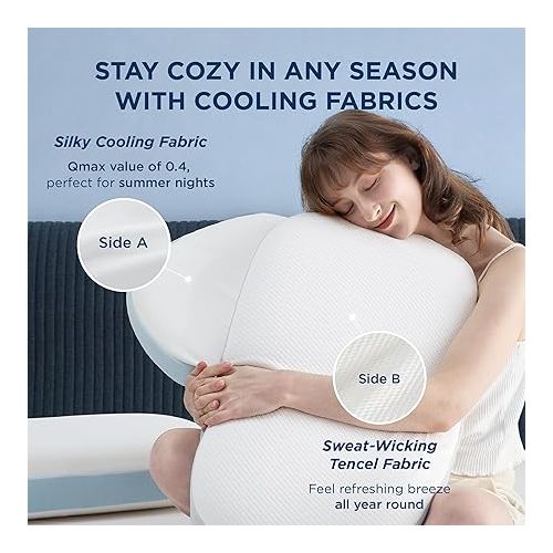  Bedsure Adjustable Layer Memory Foam Pillow - Cooling Cervical Pillows with Double-Sided Cool Tech Pillow Cover, Q-Max>0.4, 8-in-1 Adjustable Soft or Firm Neck Support Pillow for Back & Hot Sleeper