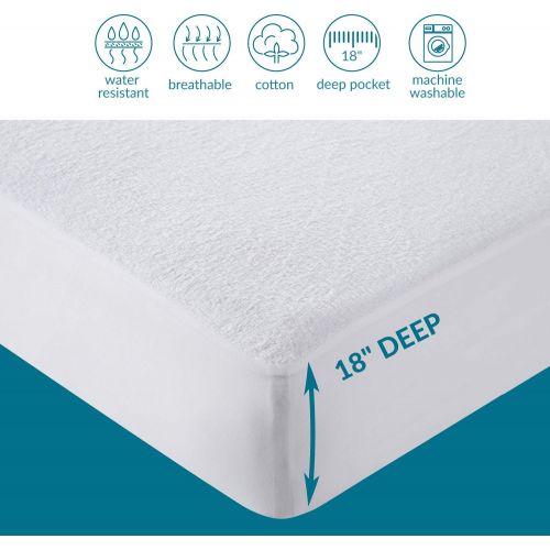  [아마존 핫딜] [아마존핫딜]Bedsure 100% Waterproof Mattress Protector King Size Terry Cotton Deep Pocket Hypoallergenic Mattress Cover-White 78 x 80 inches