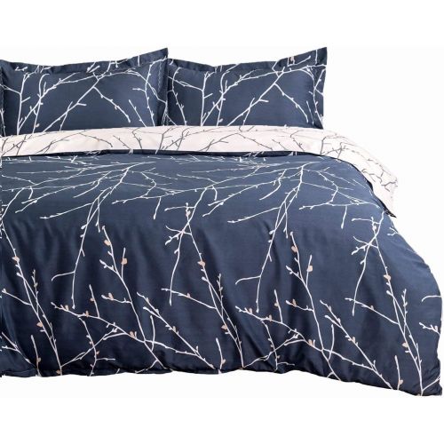  [아마존 핫딜] [아마존핫딜]Bedsure Duvet Cover Set with Zipper Closure-Branch and Plum Blue Printed Pattern,King (104x90 inches)-3 Pieces (1 Duvet Cover + 2 Pillow Shams)-110 GSM Ultra Soft Microfiber