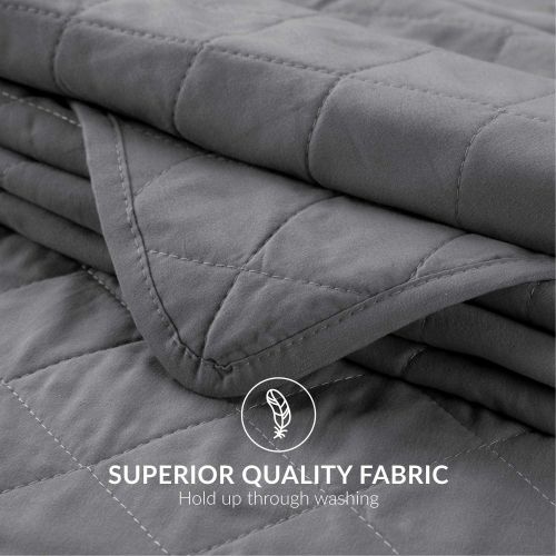  [아마존 핫딜] [아마존핫딜]Bedsure Quilt Set Grey King Size(106x96 inches)- Diamond Stitched Pattern Bedspread - Soft Microfiber Lightweight Coverlet for All Season - 3 Pieces (Includes 1 Quilt, 2 Shams)