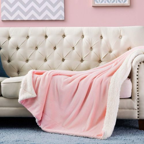  [아마존 핫딜] [아마존핫딜]Bedsure Sherpa Fleece Blanket Twin Size Pink Plush Blanket Fuzzy Soft Blanket Microfiber