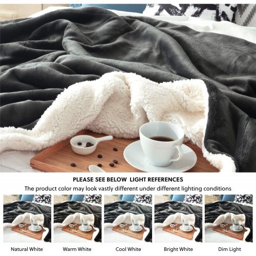  [아마존핫딜][아마존 핫딜] Bedsure Sherpa Fleece Blanket Queen Size Dark Grey Plush Throw Blanket Fuzzy Soft Blanket Microfiber