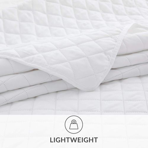  [아마존핫딜][아마존 핫딜] Bedsure Quilt Set White Full/Queen Size (90x96 inches) - Diamond Stitched Pattern - Soft Microfiber Lightweight Coverlet Bedspread for All Season - 3 Piece Reversible (Includes 1 Q