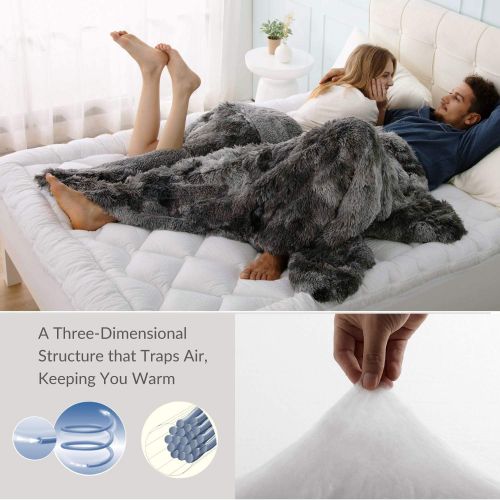  [아마존 핫딜] Bedsure Pillow Top Mattress Topper Twin XL Size - 7-Zone Cotton Mattress Pad with Fitted Skirt Up to 20 Inches - 170 Oz Overfilled Mattress Cover with Down Alternative Fill, Soft,