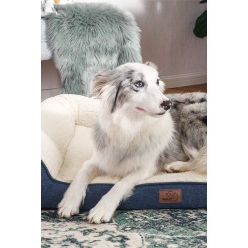  [아마존 핫딜] Petsure 28/36/42 inches Orthopedic Memory Foam Dog Bed for Small, Medium, Large Dogs & Pets - Bolster Couch Extra Large Dog Beds Washable with Removable Cover, Nonskid Bottom