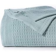 [아마존 핫딜] Bedsure 100% Cotton Thermal Blanket - 405GSM Soft Blanket in Waffle Weave for Home Decoration - Perfect for Layering Any Bed for All-Season - Queen Size (90 x 90 inches), Mint