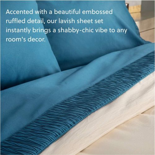  [아마존 핫딜] Bedsure Bed Sheet Set - Teal Bed Sheets Full Size - Soft Brushed Microfiber, Wrinkle Resistant Bedding Set - 1 Fitted Sheet, 1 Flat Sheet, 2 Pillowcases (Full, Teal)