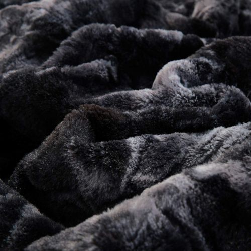 [아마존 핫딜] Bedsure Super Soft Fuzzy Faux Fur Reversible Tie-dye Sherpa Twin Size Throw Blanket for Sofa, Couch and Bed - Plush Fluffy Fleece Blanket as Gifts (60x80 inches, Black)
