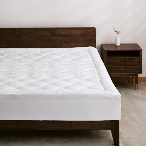  [아마존 핫딜] Bedsure Thick Mattress Pad Queen Size - 7-Zone Cotton Mattress Topper with Fitted Skirt Up to 20 Inches - 176 Oz Overfilled Mattress Cover with Down Alternative Fill, Soft, Plush a