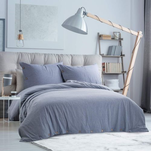  [아마존 핫딜] [아마존핫딜]Bedsure Baumwolle Bettwasche 135x200cm Denim Blau Bettbezug mit Kissenbezug 2-teilig Bettwasche Set mit Knopfverschluss Super Weiche Atmungsaktive Hypoallergen Bettwasche Garnitur