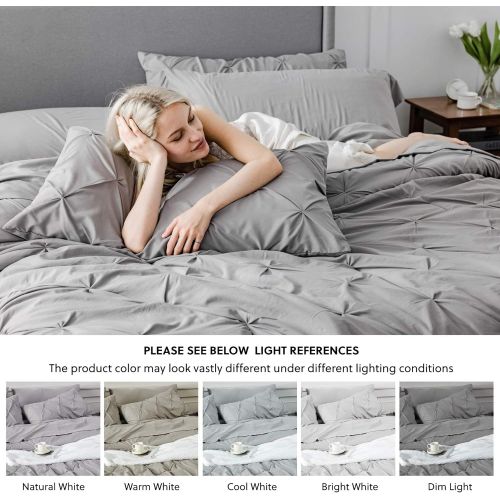  Bedsure Full Size Comforter Sets - 8 Pieces Pintuck Bed Set Full Size, Grey Full Size Bed in A Bag with Comforters, Sheets, Pillowcases & Shams, Kids Bedding Set