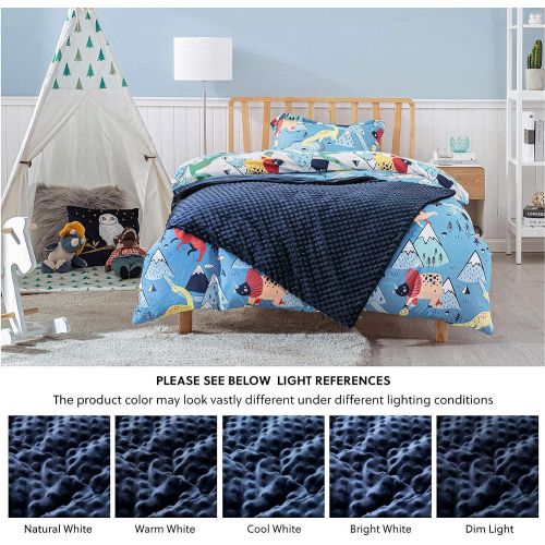  [아마존베스트]Bedsure Weighted Blanket for Kids with Removable Duvet Cover (36×48 inches, Navy) - 5lbs for a 40-70 lbs Child - 100% Cotton Weighted Throw Blanket with Glass Beads, Removable Wash