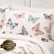 Bedsure Werrox Flutter Butterfly Quilt Set 2pc Twin or 3pc Queen Soft Pink Ruffle Girls Bedding Size | Quilt Style QLTR-291268229