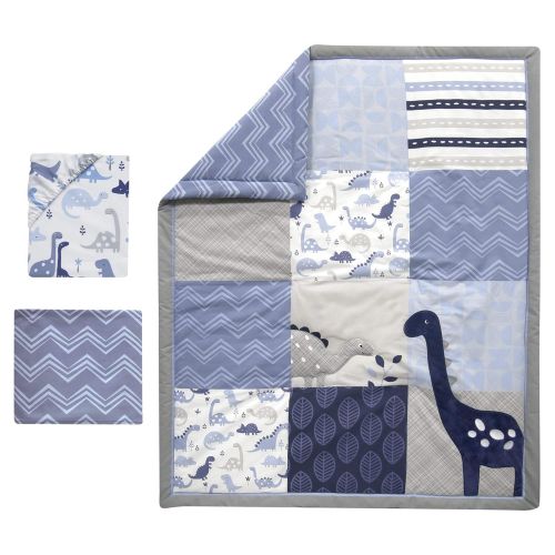  Bedtime Originals Roar Dinosaur 3 Piece Crib Bedding Set, Blue/Gray