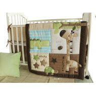 Bedtime Cute Safari Neutral Baby Boy 8 Pieces Nursery Crib Bedding Set With Bumper