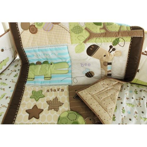  Bedtime Cute Safari Neutral Baby Boy 8 Pieces Nursery Crib Bedding Set With Bumper