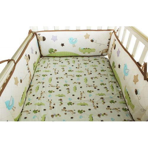  Bedtime Cute Safari Neutral Baby Boy 8 Pieces Nursery Crib Bedding Set With Bumper