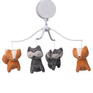 [아마존베스트]Bedtime Originals Acorn Gray/Orange Fox and Raccoon Musical Baby Crib Mobile