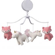 [아마존베스트]Bedtime Originals Rainbow Unicorn and Fox White/Coral Musical Baby Crib Mobile