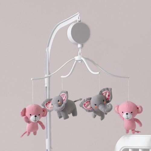  Bedtime Originals Twinkle Toes Monkey Elephant Musical Mobile, Pink/Gray