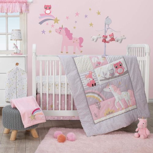  Bedtime Originals Rainbow Unicorn Musical Baby Crib Mobile, Pink