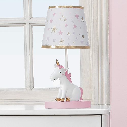  Bedtime Originals Rainbow Unicorn Lamp with Shade & Bulb, White