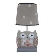 Bedtime Originals Little Rascals Owl Picture Frame Lamp with Shade & Bulb, Gray/White
