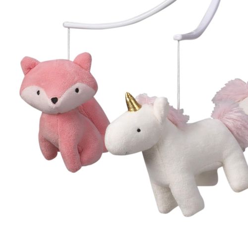  Bedtime Originals Rainbow Unicorn Musical Baby Crib Mobile, Pink