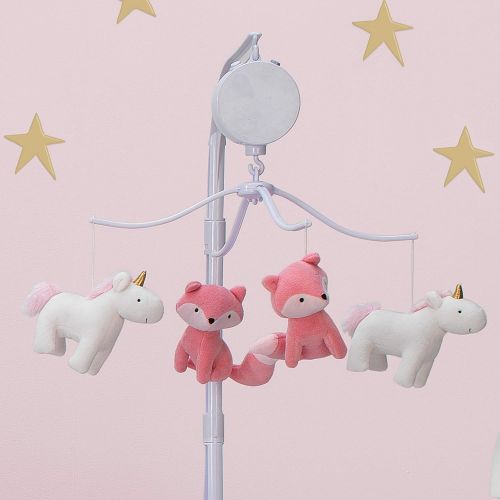  Bedtime Originals Rainbow Unicorn Musical Baby Crib Mobile, Pink