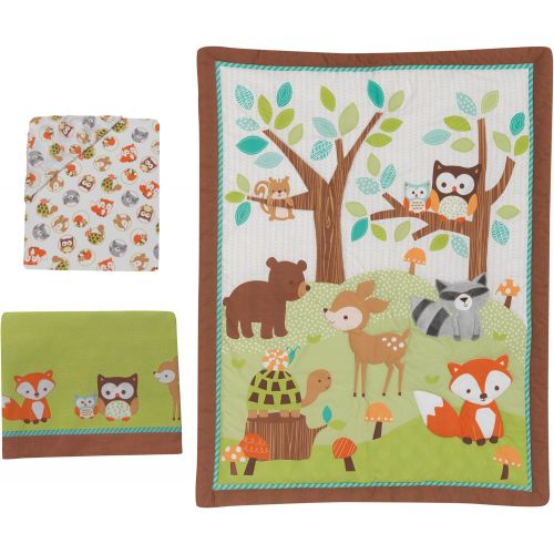  Bedtime Originals Friendly Forest Woodland, 3 Piece Bedding Set, Green/Brown