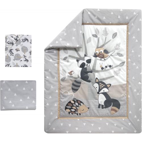  Bedtime Originals Little Rascals Forest Animals 3 Piece Crib Bedding Set, Gray/White