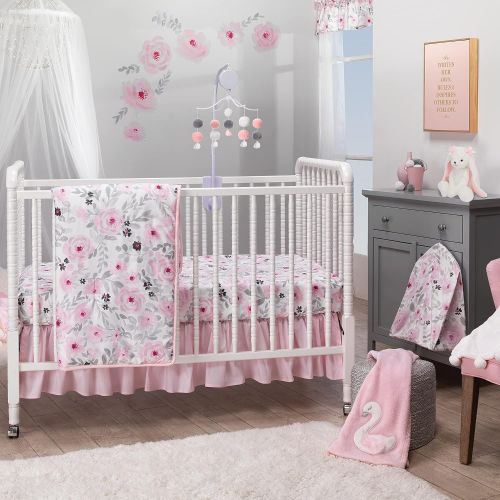  [아마존베스트]Bedtime Originals Blossom Pink/Gray Watercolor Floral Window Valance